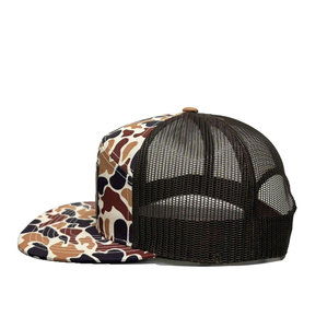 Gorra de cuero con parche y logotipo personalizado OEM, gorras Snapback de 7 paneles en tela de algodón de camuflaje, gorras de caza al por mayor - Product Image 2