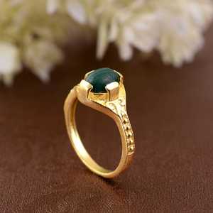 New Arrival Boho Malachite Gemstone <b>Ring</b> Dainty Brass Jewelry Women 18K Gold Plated Vintage <b>Statement</b> <b>Rings</b> Wholesale/OEM/ODM - Product Image 4