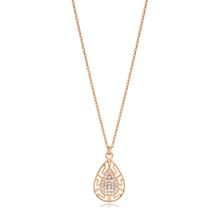 Gota diseño circón piedra motivo griego encanto collar turco joyería al por mayor 925 plata esterlina - Product Image 6