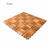 Einfach zu installierende 12 Lamellen Interlocking Acacia Wood Decking Fliesen 300x30MM Effiziente Entwässerung Verwendung für drinnen und draußen