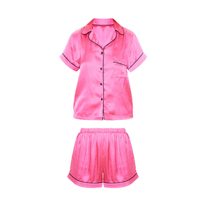 Pijama de manga corta para mujer, traje de seda con botones, novedad, verano, 2 piezas - Product Image 6