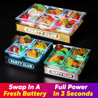 Plateau de présentation de fruits lumineux doré avec logo personnalisé pour les soirées en club