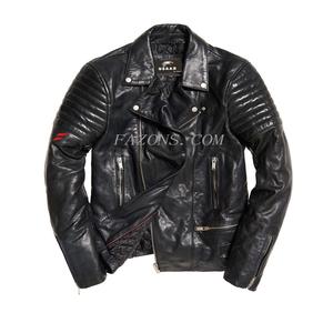 Veste en cuir rétro pour motard, style café racer, mode masculine, streetwear décontracté, veste en cuir véritable, vente en gros OEM - Product Image 1