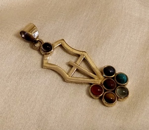 7-Chakra du fabricant indien en laiton plaqué diamant pendentifs à breloques pierres naturelles bijoux religieux inde - Product Image 1