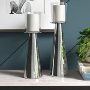 Portavelas de acero inoxidable de primera calidad con patrones sofisticados y texturas únicas para entornos modernos - Product Image 2