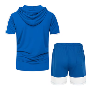 New arrival high quality Casual Hoodie and short custom logo 2 two piece summer <b>men</b> shorts <b>men's</b> sets Wholesale Custom Logo Set - Product Image 2