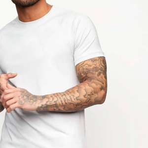 Twinset blanco fundamental transpirable para hombre 100% algodón peinado Slim Fit manga corta cuello redondo Camiseta pantalones cortos conjunto para otoño - Product Image 1