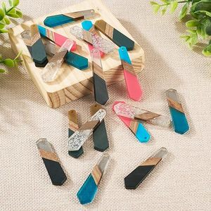 Pendientes de resina de madera minimalistas chapados en oro Diseños clásicos únicos-Estilos de aro de gota de tachuelas para fiesta - Product Image 1