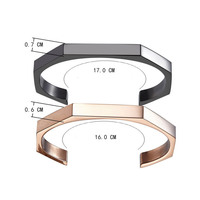Bracelet de manchette classique en acier inoxydable pour hommes en zircon hexagone taille princesse en gros pour la gravure au laser cadeau pour les occasions de fête