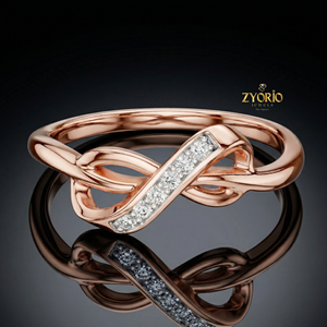 <b>Infinity</b> Diamond Ring 14K GOLD Lab Grown Diamond Twist Band Women Wedding Engagement Jewelry - Product Image 4