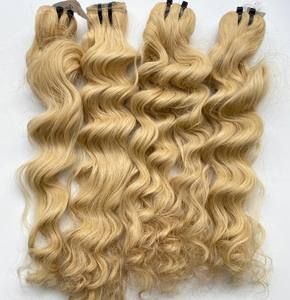 Extensiones de cabello Remy vietnamita humano 100% al por mayor, mechones ondulados rubios crudos, encaje HD, longitud estirada, estilo Frontal trenzado - Product Image 4