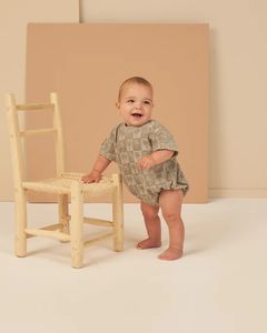 Relaxed Palm Jacquard <strong>Towelling</strong> Bubble Romper Baby Oversize Short Sleeve Baby <strong>Onesie</strong> - Product Image 4