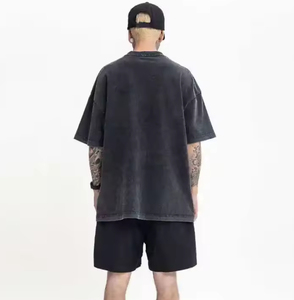 Dizzah hommes vêtements d'été éclaboussures de peinture hommes t-shirts noir acide lavage t-shirts personnalisé haute rue porter mode t-shirts pour hommes - Product Image 2