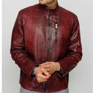 Nueva chaqueta de cuero en relieve de piel de oveja genuina roja para hombre, informal, de invierno, ODM, con cierre de cremallera, patrón de Animal, impermeable, ecológico - Product Image 3