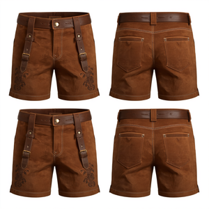 Pantalones Cortos Bávaros de Gamuza Genuina para Hombre, Personalizados, Tradicionales para Oktoberfest, con Bordado, Fabricante OEM, Venta al Por Mayor - Product Image 4