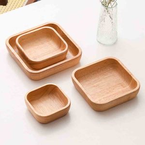 Ensemble de 4 assiettes carrées en bois de hêtre - Ensemble de plats et de bols en bois naturel - Vaisselle écologique - Product Image 4