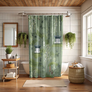 Premium Modern 3D Bamboo Shades Cortina de ducha PVC y poliéster Impresión digital a prueba de agua para uso en el baño - Product Image 4