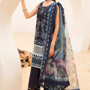 Traje de césped pakistaní de diseñador estampado de algodón de alta demanda para ocasiones de boda y recepción a precio a granel - Product Image 1