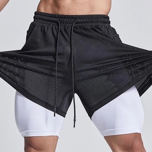 Pantalones cortos deportivos de gimnasio de malla personalizados para hombre 2024, pantalones cortos de baloncesto transpirables al por mayor, pantalones cortos de fitness informales sólidos con estampado por sublimación - Product Image 1