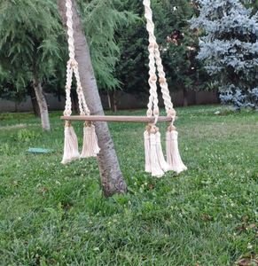 Balançoire Meubles De Jardin COTON FAIT À LA MAIN NATUREL Bébé Balançoire Ensemble Style Couleur bébé chevet dormeur - Product Image 2