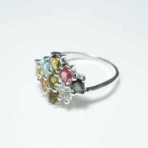 Anillo de racimo de plata con piedras preciosas de turmalina Natural para mujer Estilo religioso de pureza 92,5 - Product Image 1