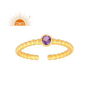 Juego de gemas de amatista Natural en forma redonda, oro de 18k, Plata de Ley 925, anillo de banda Eternity hecho a mano, joyería - Product Image 1