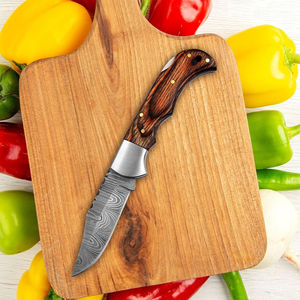 Couteaux de poche pliants en bois taille personnalisée couteau de survie de Camping de poche pliant en acier damas avec manche en corne couteaux tactiques - Product Image 3