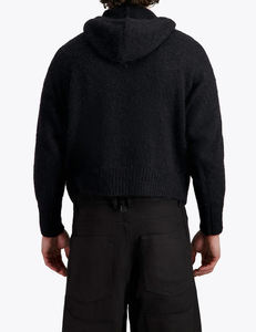 Mohair Hoodie Blend Zip Through Hoodie Custom Logo Mohair Full Zip Hoodie Oversized Knit Sweater Men's Jackets Mohair Hoodie - Product Image 4