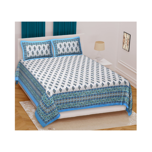 Broderie florale imprimée écologique de haute qualité sur une literie double 100% coton fabriquée en Inde avec du coton éthique et certifié GOTS - Product Image 4