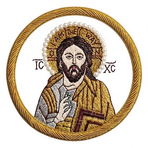 Écusson religieux personnalisé en or Zardosi, broderie à la main en fils métalliques, badge icône pour vêtements sacrés et tenues cérémonielles traditionnelles - Product Image 1