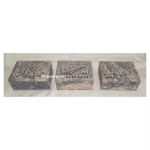 Creative Design <b>Floral</b> Hand Carving Fine Finishing Soapstone Rectangular Gorgeous Newly Design <b>Box</b> Mostly Uses For Wedding <b>Box</b> - Product Image 1