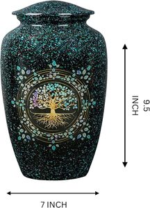 Elegante urna de metal hecha a mano Diseño de árbol de la vida para restos humanos y mascotas Jarrón de cremación simbólico con almacenamiento para cenizas - Product Image 4