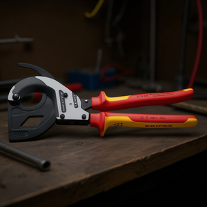 Coupe-câbles Knipex (principe à cliquet à 3 étapes) noir, atermatisé avec tête polie, poignées isolées, type ciseaux et cisailles - Product Image 3