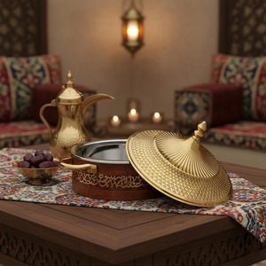 Lo último en Acacia, acabado de oro Natural, olla de cazuela ecológica hecha a mano de alta calidad, tapa de acero inoxidable, calentador de alimentos de lujo - Product Image 5