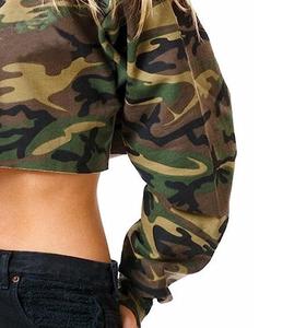 Jersey de manga larga de estilo informal popular personalizado OEM, Sudadera con capucha de camuflaje, Top corto de Color sólido para mujer, tejido de punto para invierno - Product Image 3