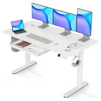 Fournisseur de bureaux debout électriques à moteur unique avec tiroir intégré, table réglable en hauteur à colonne normale en 2 étapes