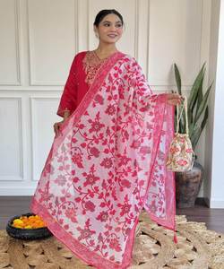 Ensembles Anarkalikurta en coton vintage blanc et jaune, dernier cri, élégants pour femmes, vêtements de fête indiens et pakistanais - Product Image 4