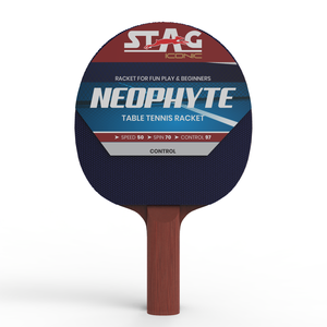 Raquette de tennis de table Stag Iconic Neophyte Series en bois de frêne, caoutchouc à picots, 5 plis, durable, 158x152mm, poids 200g, pour le sport - Product Image 2