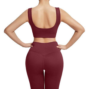 Conjunto de dos piezas de ropa deportiva para mujer, mallas de yoga sin costuras y sujetador, conjunto de yoga deportivo para gimnasio y entrenamiento - Product Image 2