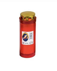 40 Velas Votivas con Cubierta Protectora Contra la Lluvia. Luces Religiosas de Polipropileno. Iconos de la Virgen María. Cajas de 20 piezas. Hecho en Italia - Product Image 1