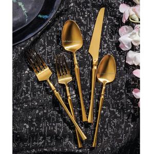 Vente chaude en laiton brillant or ensemble de couverts avec poignées uniques pour hôtel et restaurant table manger ensembles de couverts - Product Image 1