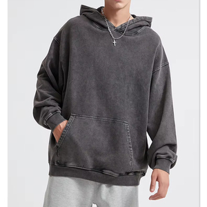 Sweat à capuche double couche en coton épais 100 % de qualité supérieure, design OEM, pour hommes, avec broderie personnalisée et motif uni - Product Image 2
