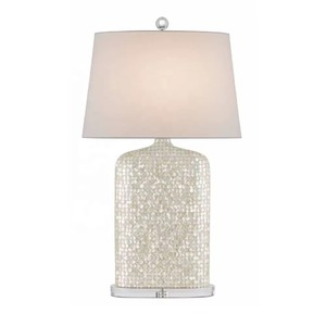 Lampe de chevet de luxe élégante en nacre avec motif à pois, sans abat-jour, table de chevet électrique, décor de mariage pour salon - Product Image 1