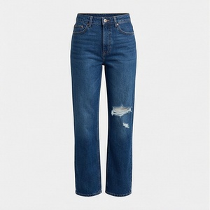 Women's Retro Style High Waist Wide Leg Jeans Regular Fit with Flat Front <b>Sexy</b> Casual Ripped <b>Pants</b> Trouser Wholesale Styles - Product Image 1