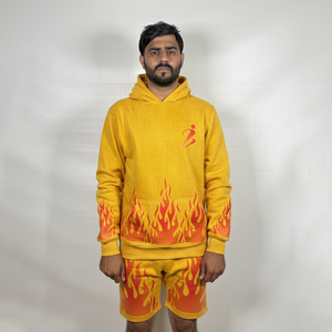 100%Cotton Running Printed Long <b>Sleeves</b> <b>Hoodie</b> And <b>Short</b> Set Custom Logo <b>Men</b> Sportswear Hoodies <b>Short</b> Sets - Product Image 2