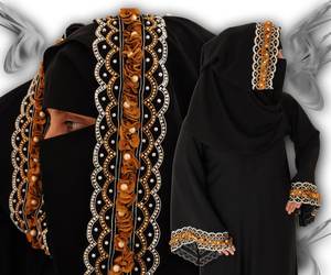 Abaya ปักด้วยผ้าพันศีรษะสำหรับผู้หญิงมุสลิมดูใหม่ - Product Image 1