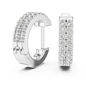 Boucles d'oreilles en or blanc 14 carats avec diamants ronds de laboratoire, collection de fiançailles, bijoux de mariée pour femmes, luxe certifié, mariage - Product Image 1