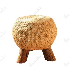 Élégant pouf rond en jonc de mer naturel avec incrustation d'os Console Pieds de tabouret de canapé en osier pour salon et chambre à coucher pour appartements - Product Image 2
