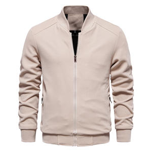 Col montant hommes vestes décontractées mode mince couleur unie fermeture à glissière fourrure de lapin teint nouveau commerce extérieur - Product Image 1