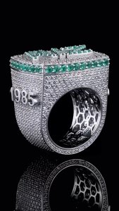Anillo Cuadrado con Número Personalizado, Diamante Moissanite VVS Brillante, Plata de Ley 925, Anillo de Lujo Estilo Hip Hop, Unisex - Product Image 6